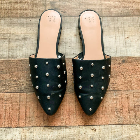 A New Day Black Studded Mules- Size 7.5 – The Saved Collection