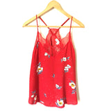 Lovestitch Red Floral Lace Trim Cami- Size S