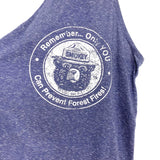 Offical Licensee Cooperative Forest Fire Prevention Program Blue Heathered Racer Back Tank Top- Size S