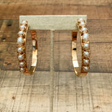 Large Gold with Pearls Hoop Earrings