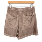 Universal Thread Brown Linen Drawstring with Rolled Hem Shorts- Size S