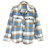 Shein Plaid Fleece Flap Pocket Button Up Overshirt- Size L