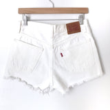 Levi 501 White Distressed Cut Off Shorts- Size 26