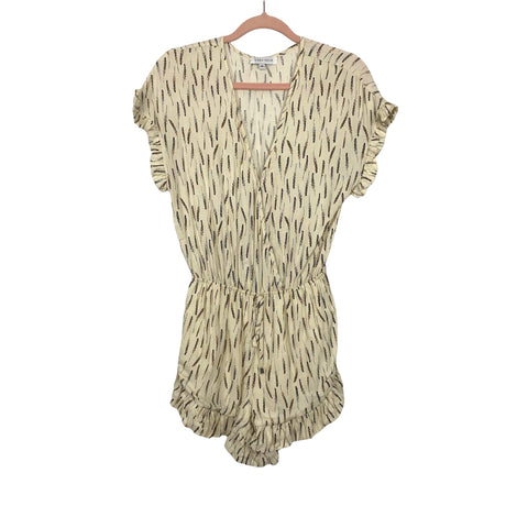 Zoey Reva Cream Feather Print Romper- Size XS