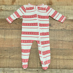 Little James Snowflake Print Zip Up Footie Sleeper- Size 3-6M