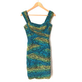 BCBG Maxazria Blue and Green Snakeskin Print Dress- Size XS