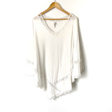 Monoreno White Crochet Poncho Style Top- Size L (see notes)