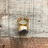 No Brand Hammered Gold Geode Cuff Ring- Size 7/8