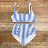 Show Me Your Mumu Mermaid Blue and White Bikini Top- Size M (sold out online, we have matching bottoms)