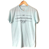 DaySpring Candace Collection Light Blue Graphic "Be Compassionate" AUTOGRAPHED Tee- Size XS