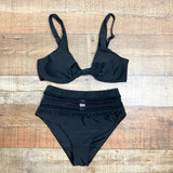 Davi & Dani Wear Black Padded Top and Mesh with Poms Bottom Bikini Set- Size M (sold as set, see notes)