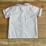 Little English White Red Trim Button Back Shirt- Size 3T