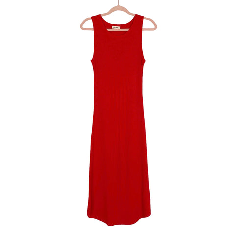 Ee:some Red Ribbed Knit Midi Dress- Size S