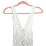 Forever21 White Twisted Front Tie Back Dress with Front Slits- Size S