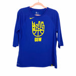 Pre-owned Nike Blue Dri-Fit GSW 3/4 Length Tee- Size L