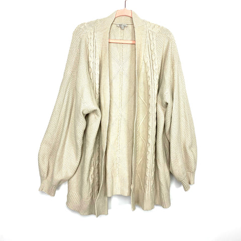 Cozy Casual Cream Cable Knit Cardigan- Size 1X