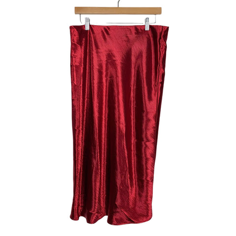 A New Day Red Satin Like Slip Skirt- Size L