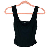 Vestique Black Ribbed Exposed Back Crop Top- Size M