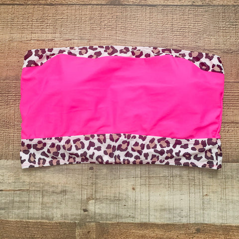 Chicsoul Pink/Animal Print Bikini Bandeau Top- Size XL (Top only, we have matching bottoms)