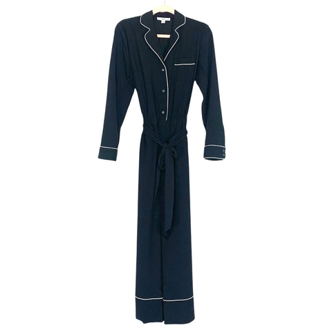1901 Black White Trim Belted Jumpsuit- Size XS