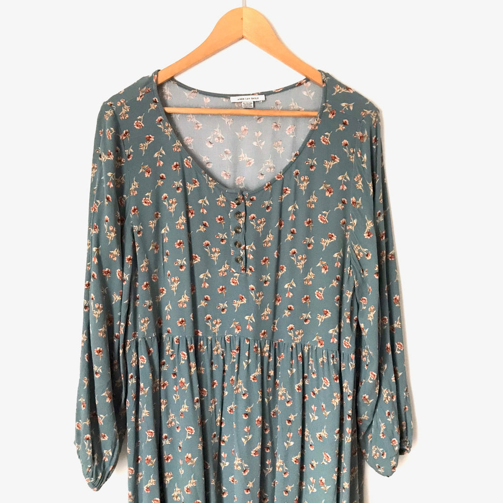 American Eagle Blue Floral Print 3/4 Sleeve Dress- Size XL The Saved Collection American Eagle Blue Floral Print 3/4 Sleeve Dress- Size XL The Saved Collection