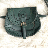 No Brand Green Leather Saddle Bag