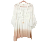 POL White and Peach Tassel Cover Up Dress- Size M (see notes)