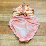 Beach Joy Pink and White Gingham Front Cutout One Piece- Size S
