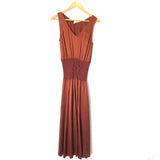 Le Fou Wilfred Deep Rust 100% Silk Dress with Corset Style Bodice- Size S