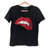 FV Relay Black with Sequins Lips Tee- Size M