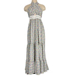 Cupshe Floral Crossed Halter with Open Lace Waist Maxi Dress- Size M