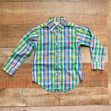 The Beaufort Bonnet Company Blue/Green/Yellow Plaid Button Down- Size 3T