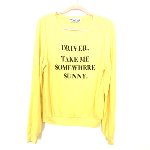 Wildfox Yellow “Driver Take Me Somewhere Sunny” Top- Size S (sold out onlone)