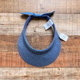 Time and True Blue Straw Visor Hat NWT