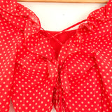 Lovers + Friends Red Polka Dot Long Sleeve Crop Top with Lace Up Back- Size S