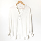 Mustard Seed White Long Sleeve V Neck Top NWT - Size S