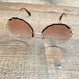No Brand Gold Round Lens Sunglasses
