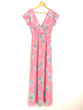 Peach Love Pink Palm Print Maxi Dress with Side Slits- Size S