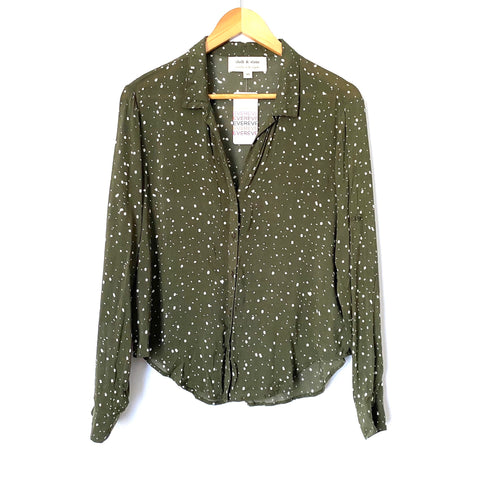 Cloth & Stone Olive Printed Button Down NWT- Size XS