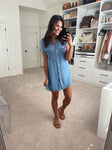 Zilcremo Denim Cuffed Sleeve Shirt Dress NWT- Size M