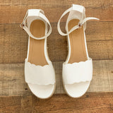 Bamboo White Ankle Wrap Espadrille Sandals- Size 10