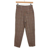 3.1 Phillip Lim Brown 100% Wool Check Plaid with Side Adjustable Belt Pleated Dress Pants- Size 0 (Inseam 25.5", see notes)