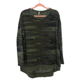 Z Supply Camo Side Slit Round Hem Top- Size S