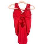 No Brand Red Lace Up Front Criss Cross Tie Back Swimsuit- Size ~L (See Notes)