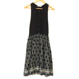 Weston Wear Anthropologie Black Ruffle Tank Dress with Embroidered Scalloped Skirt- Size 4