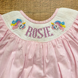 Poppy Kids Co. “Rosie” Smocked Unicorn and Rainbow Dress with Matching Bloomers- Size 2T (see notes)