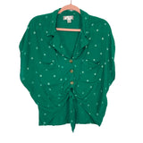 Band of Gypsies Green Polka Dot Front Knot Top- Size S