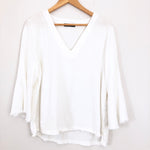 Maven West White Bell Sleeve Top with Raw Hem- Size M