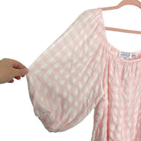 Petal + Pup Pink/Ivory Checkered Pattern with Balloon Sleeves Top NWT- Size 6