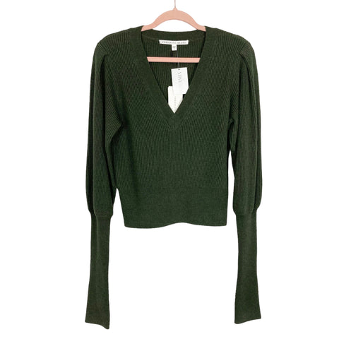 Veronica Beard Green Merino Wool Puff Sleeve Sweater NWT- Size S